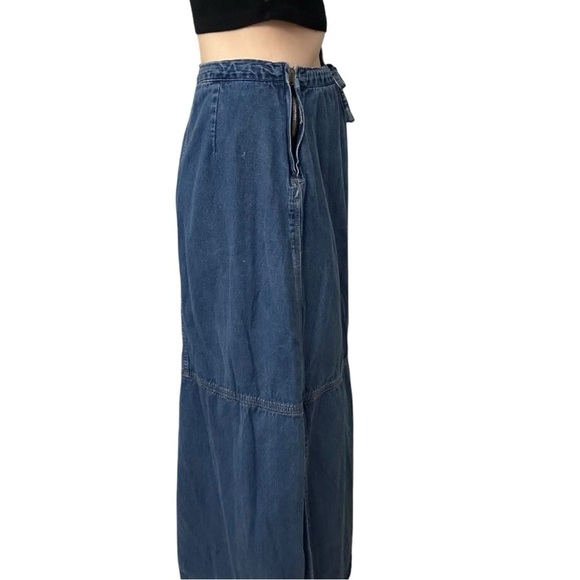 Vintage Denim Maxi Skirt Jean Tie Waist Y2K Modest Casual Size 10/12 Medium - Picture 2 of 7